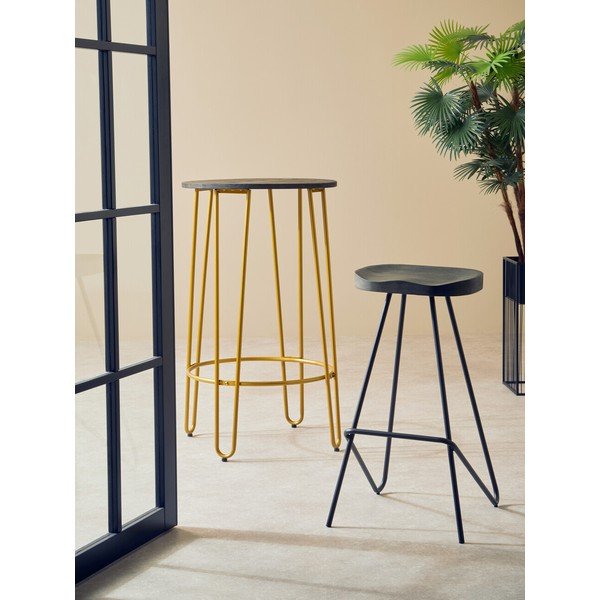 Črn/v naravni barvi barsko stol iz masivnega bresta (višina sedeža 78 cm) District – Premier Housewares-image-1