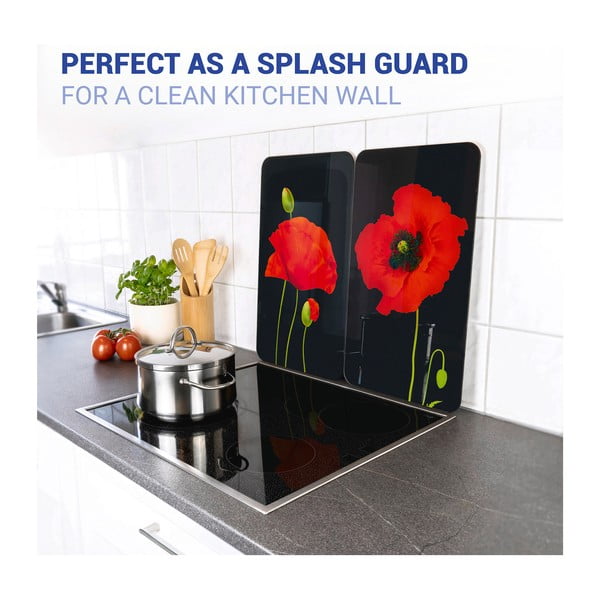 Plošča za štedilnik iz kaljenega stekla v kompletu 2 kos 52x30 cm Poppy - Maximex-image-2
