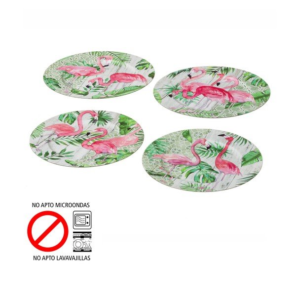 Komplet 4 krožnikov Unimasa Flamingos-image-2