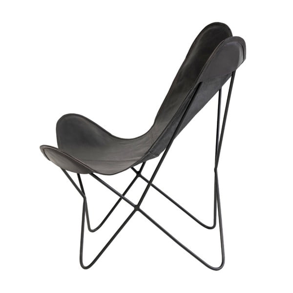 Črn usnjeni fotelj sømcasa Farfalla-image-3