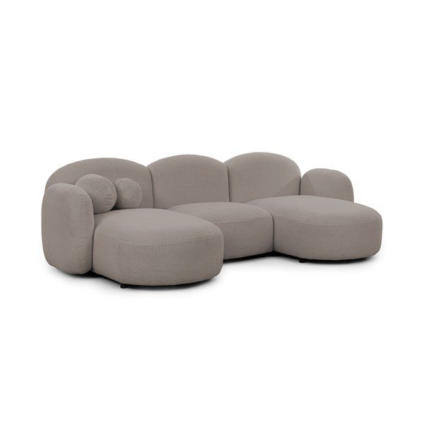 Siva kotna sedežna garnitura iz tkanine bouclé (v obliki črke "U") Orbit – Ropez