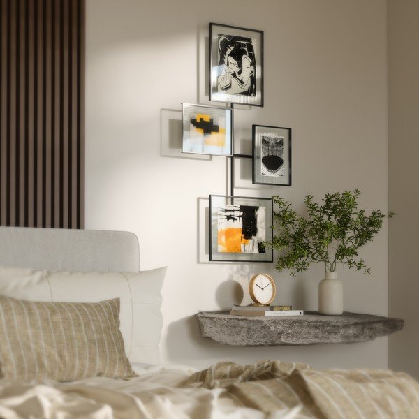 Sijajno črn kovinski/steklen stenski okvir 57x99 cm Flute – Umbra-image-3