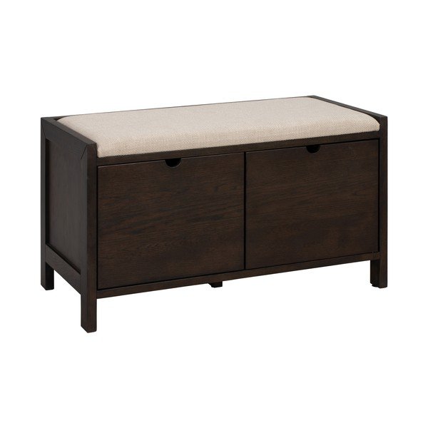 Omarica za čevlje iz masivnega hrasta s klopjo v temni naravni barvi 80x47x41 cm Hillmond – Rowico