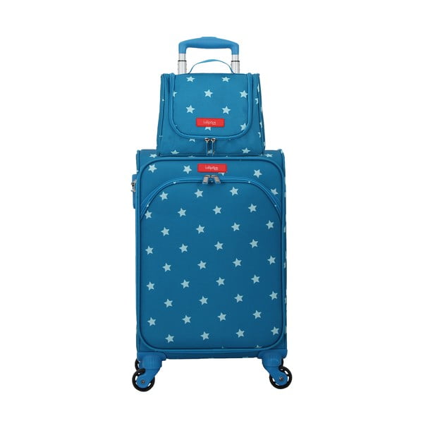 Komplet modrega kovčka na 4 kolesih in kozmetičnega kovčka Lollipops Starry