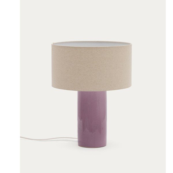 Vijolična/bež namizna svetilka s tekstilnim senčilom (višina 52 cm) Toneric – Kave Home-image-4