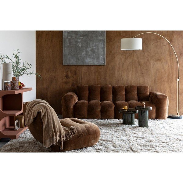 Rjava žametna sedežna garnitura 264 cm Hackman – Dutchbone-image-4