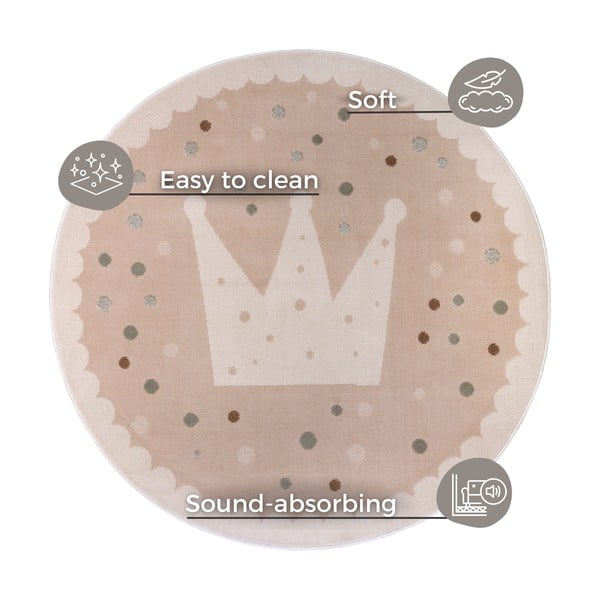 Bež otroška preproga ø 100 cm Crown – Hanse Home-image-4