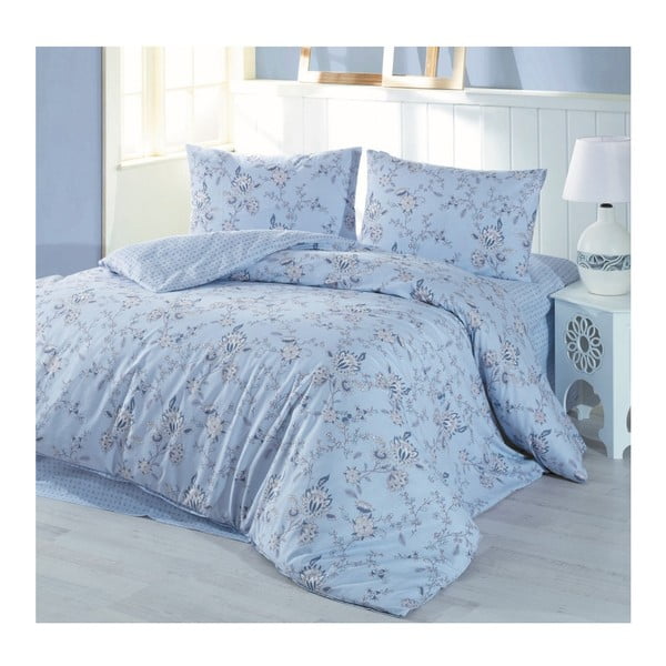 Prevleka za dvojno posteljo Flo Blue, 220 x 240 cm