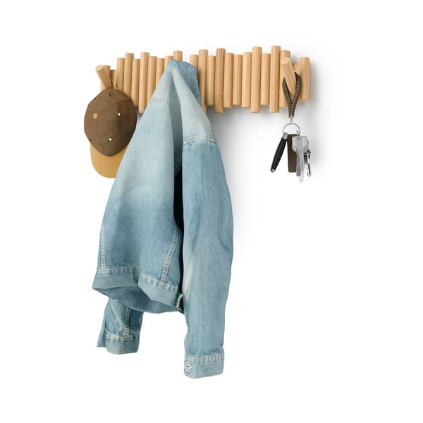 Stenski obešalnik iz masivnega bora v naravni barvi 61 cm Picket – Umbra-image-2