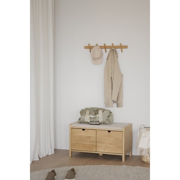 Stenski obešalnik iz masivnega hrasta v naravni barvi Hillmond – Rowico-image-1