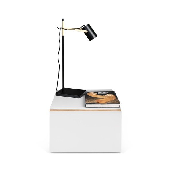 Bela nočna omarica z rjavimi robovi TemaHome Float-image-1