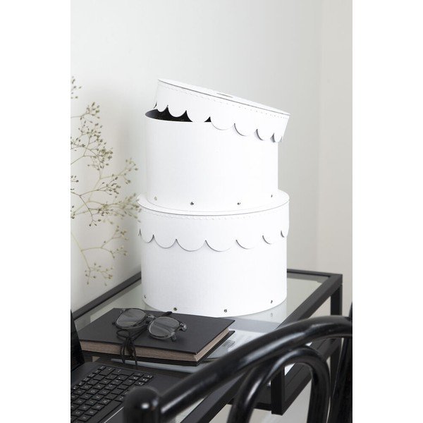 Bele kartonaste škatle za shranjevanje v kompletu 2 ks s pokrovom ø 26x17,5 cm Wilma Paper Laminate – Bigso-image-2