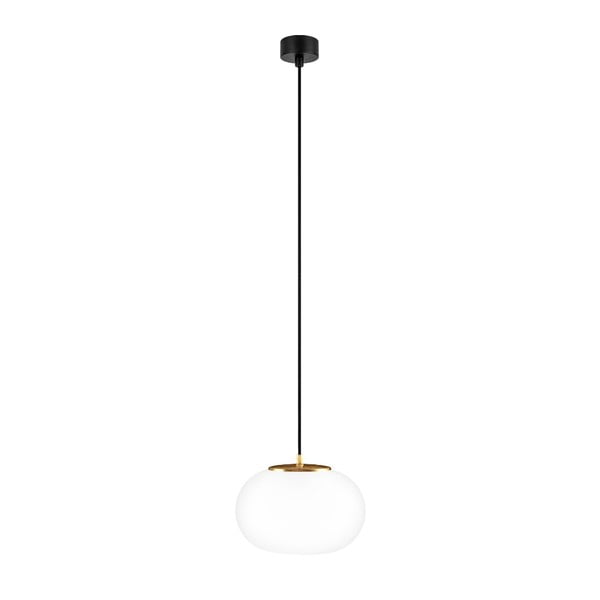 Bela viseča svetilka s črnim kablom in zlatimi podrobnostmi Sotto Luce Dosei