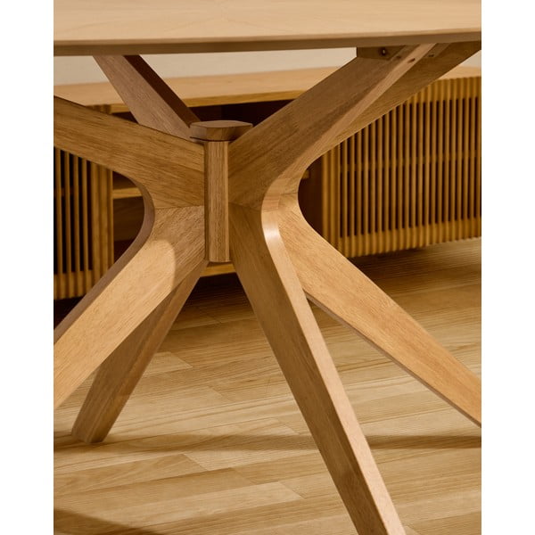 Okrogla jedilna miza z mizno ploščo v hrastovem dekorju ø 120 cm Naanim – Kave Home-image-2