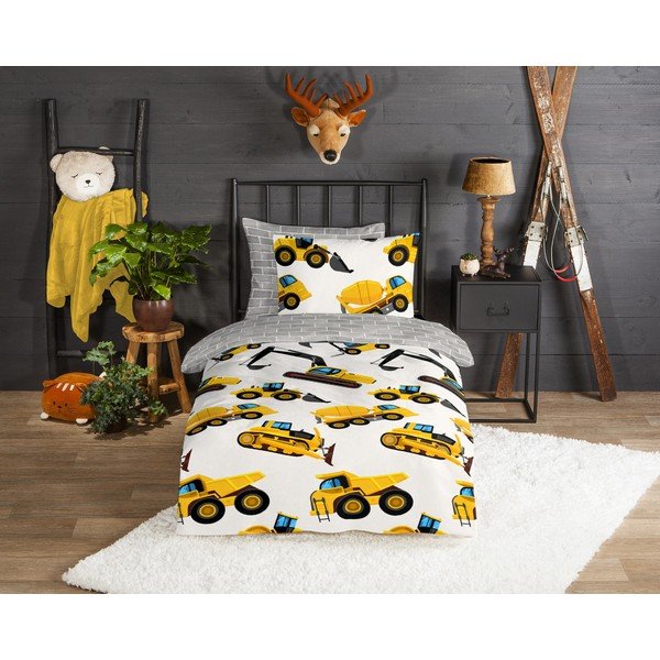 Enojna flanelna otroška posteljnina 140x200 cm Dig – Good Morning-image-1