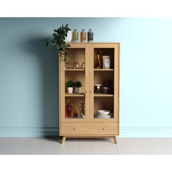 Vitrina v hrastovem dekorju v naravni barvi 100x170 cm Kensal – Woodman-image-2