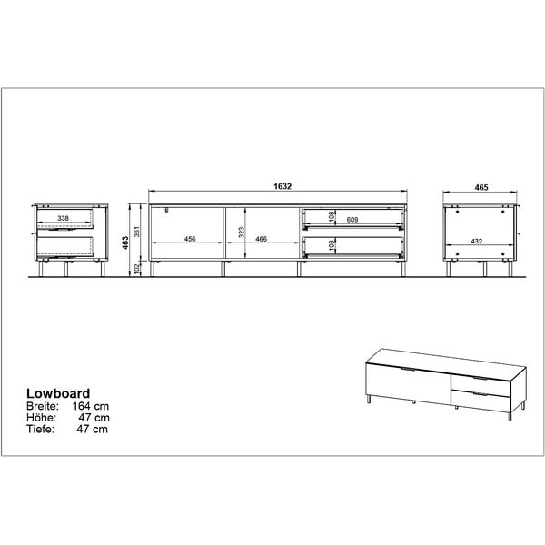 Sivo-bež TV omarica v orehovem dekorju 164x47 cm California - Germania-image-3