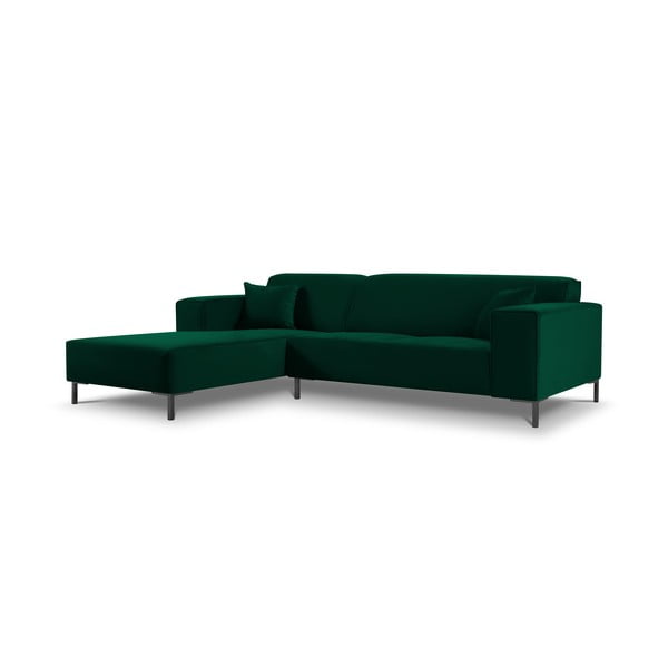 Zelena žametna kotna sedežna garnitura Cosmopolitan Design Siena, levi kot