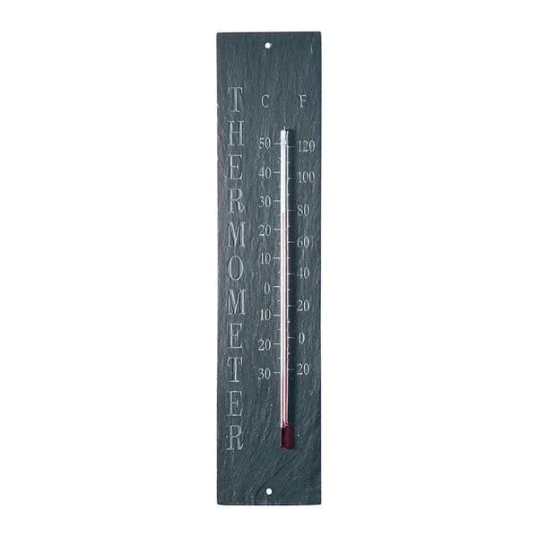 Stenski zunanji termometer iz skrilavca z napisom Esschert Design, 45 x 10 cm