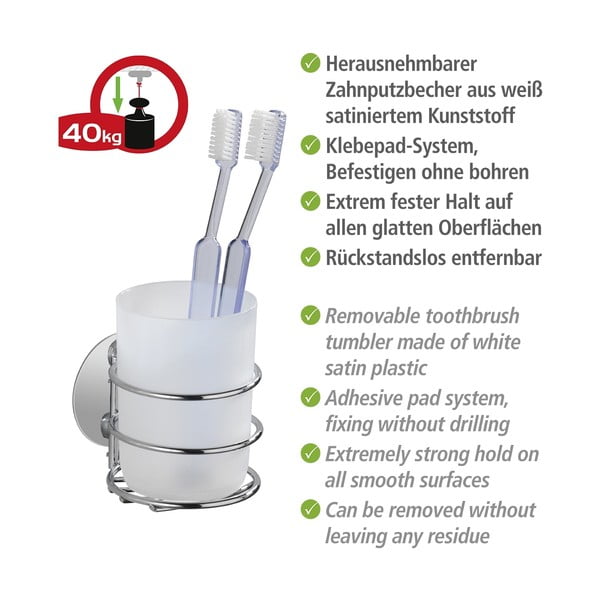 Siv komplet pripomočkov za kopalnico iz nerjavečega jekla z namestitvijo brez vrtanja Turbo-Loc – Wenko-image-4