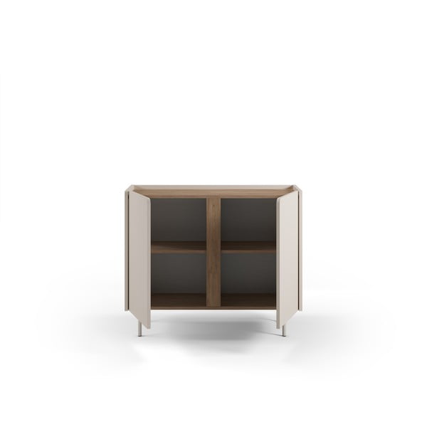 Kremno bela/naravna omarica v hrastovem dekorju 100x82,5x40 cm Lucile – Marckeric-image-3