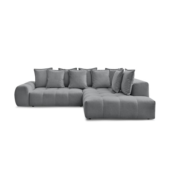 Temno siva raztegljiva/s prostorom za shranjevanje kotna sedežna garnitura iz šenilje (desni kot/v obliki črke L) Everest – Bobochic Paris