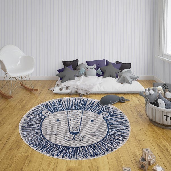 Modra otroška preproga Ragami Lion, ø 120 cm-image-1