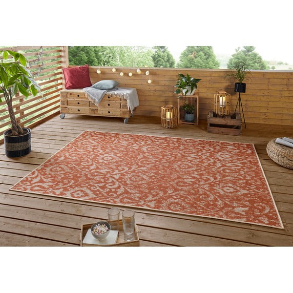 Oranžno-bež zunanja preproga NORTHRUGS Hatta, 70 x 140 cm-image-1