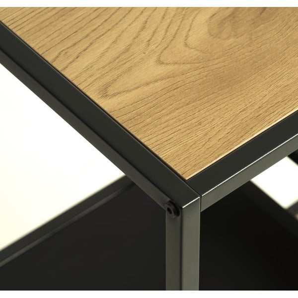 Črn/naraven regal v hrastovem dekorju 80x146x35 cm Altino – Unique Furniture-image-3