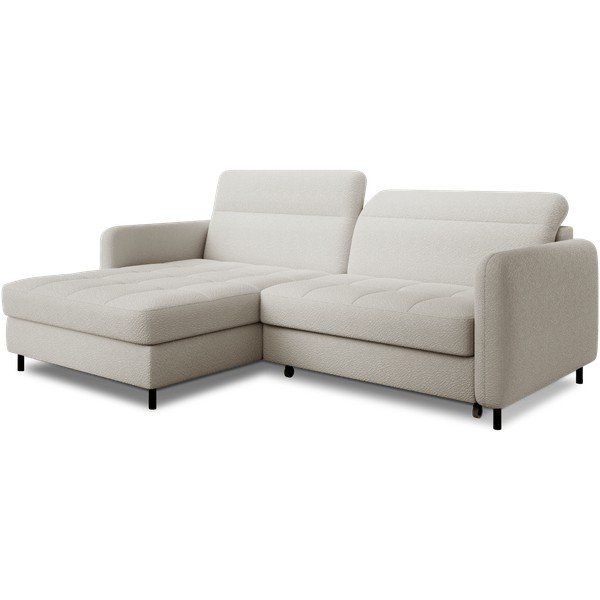 Kremno bela raztegljiva/s prostorom za shranjevanje kotna sedežna garnitura iz tkanine bouclé (levi kot/z ležalnikom) Gomsi – ELTAP-image-2