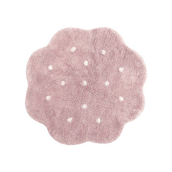 Rožnata pralna ročno tkana bombažna otroška preproga ø90 cm Mini Biscuit Vintage Nude – Lorena Canals