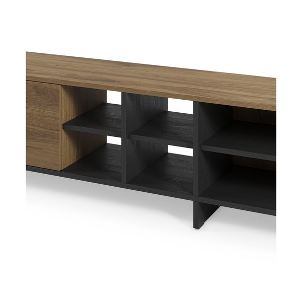 Črna/v naravni barvi TV omarica v hrastovem dekorju 230x44x36 cm Cequoia – Marckeric-image-4