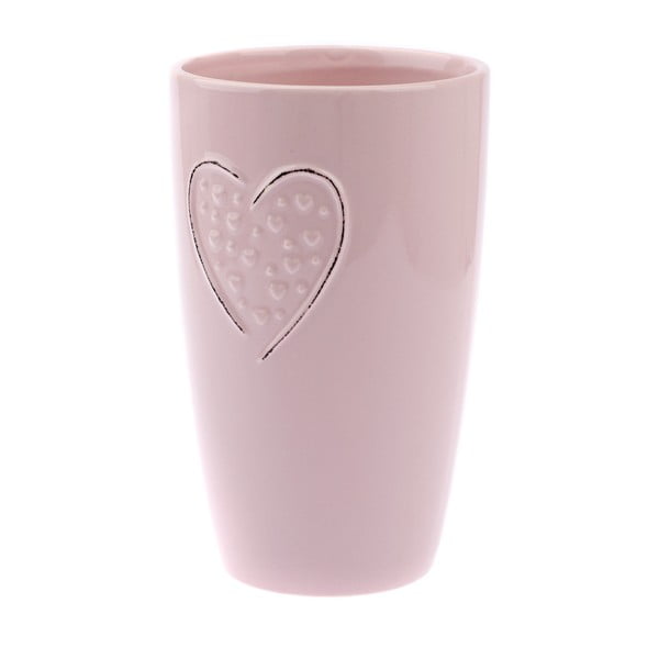 Roza keramična vaza Dakls Hearts Dots, višina 22 cm