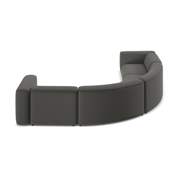 Siva žametna kotna sedežna garnitura Ekahi – Makamii-image-4