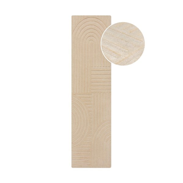 Bež volneni tekač 60x230 cm Zen Garden - Flair Rugs