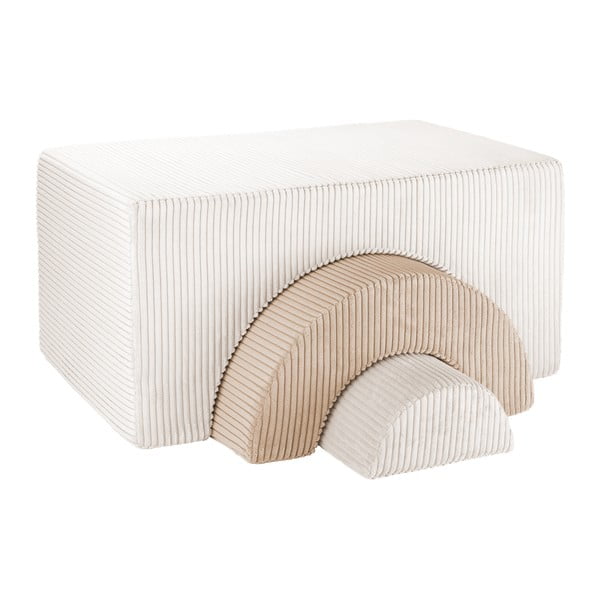 Kremno belo otroško igrišče iz pene iz rebrastega žameta 3 ks višina 37 cm 75x49 cm Rainbow Montessori – Wigiwama