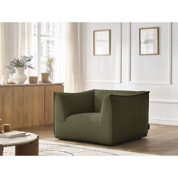 Zelen fotelj iz rebrastega žameta Giorgia – Bobochic Paris-image-1