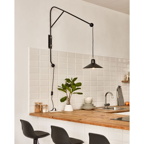 Črna stenska svetilka ø 30 cm Eleazar – Kave Home-image-1