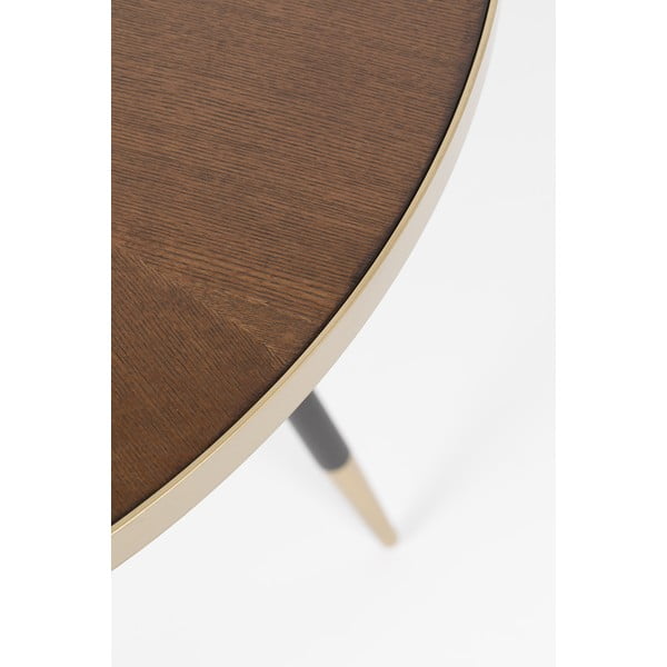 Okrogla jedilna miza z mizno ploščo v orehovem dekorju ø 91 cm Denise – White Label-image-2