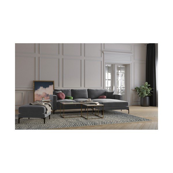 Siv žameten tabure Kooko Home Harmony-image-3