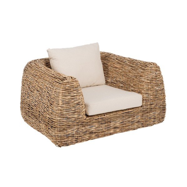 Pleten fotelj v beli in naravni barvi – Ixia