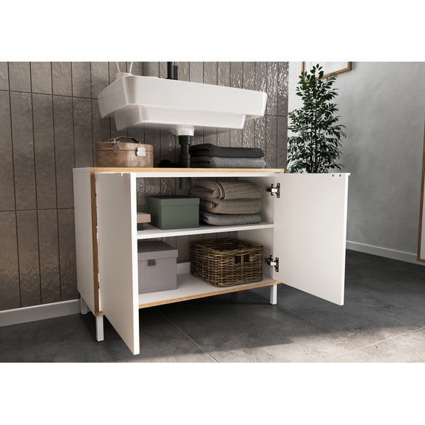 Bela visoka omarica za pod umivalnik 80x60 cm Topeka – Germania-image-4