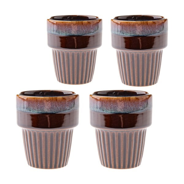 Rjave skodelice v kompletu za espresso 4 ks iz kamenine 100 ml Tone – Dakls