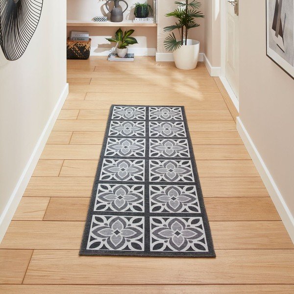 Temno siv pralen tekač 76x230 cm Victoria Grey – Think Rugs-image-1