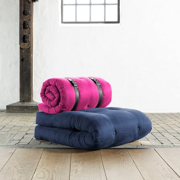 Fotelj/ležišče Buckle up, 70 cm, temno modra/rožnata