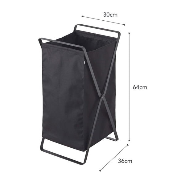 Črna zložljiva košara za perilo YAMAZAKI Tower Laundry-image-2
