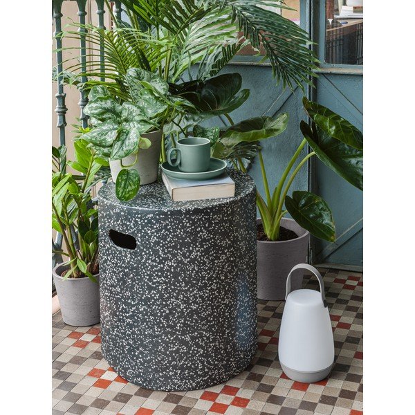 Črna betonska dodatna mizica Kave Home Jenell, ⌀ 35 cm-image-1