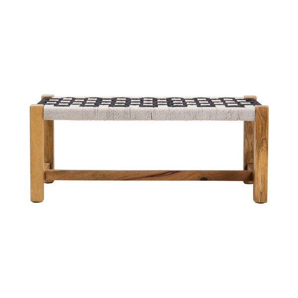 Črno-bela klop iz masivnega lesa Satna – Premier Housewares-image-2