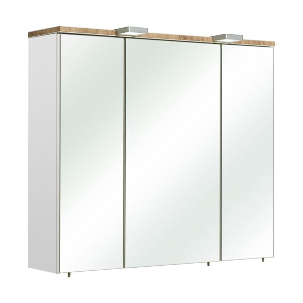 Bela stenska kopalniška omarica z ogledalom 80x70 cm Set 931 - Pelipal