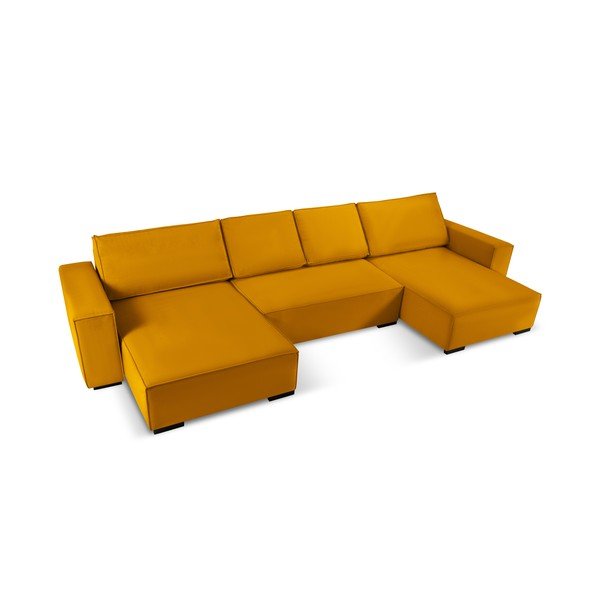 Rumena raztegljiva sedežna garnitura v U obliki Mazzini Sofas Azalea-image-4